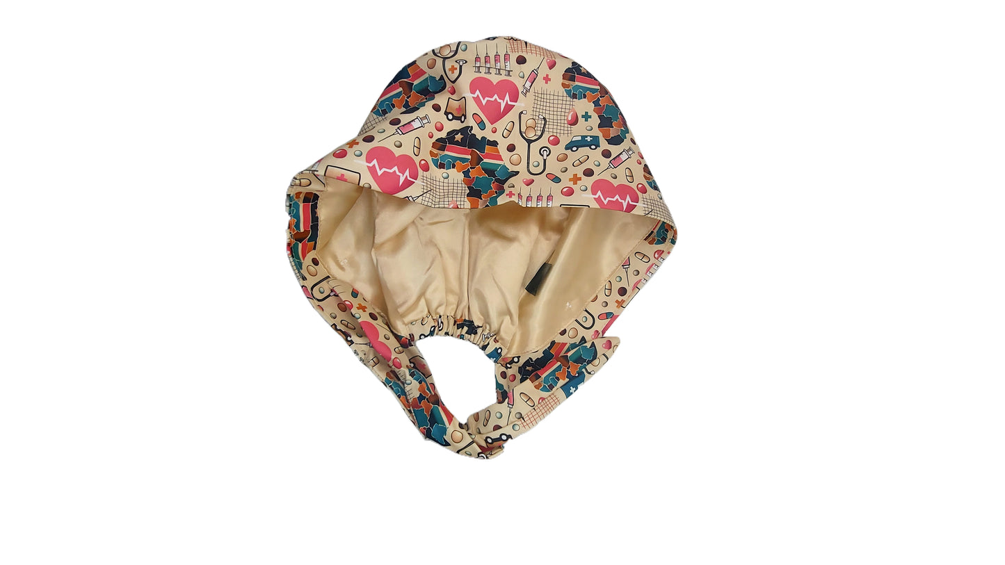 African-Inspired Satin-Lined Nurse Cap