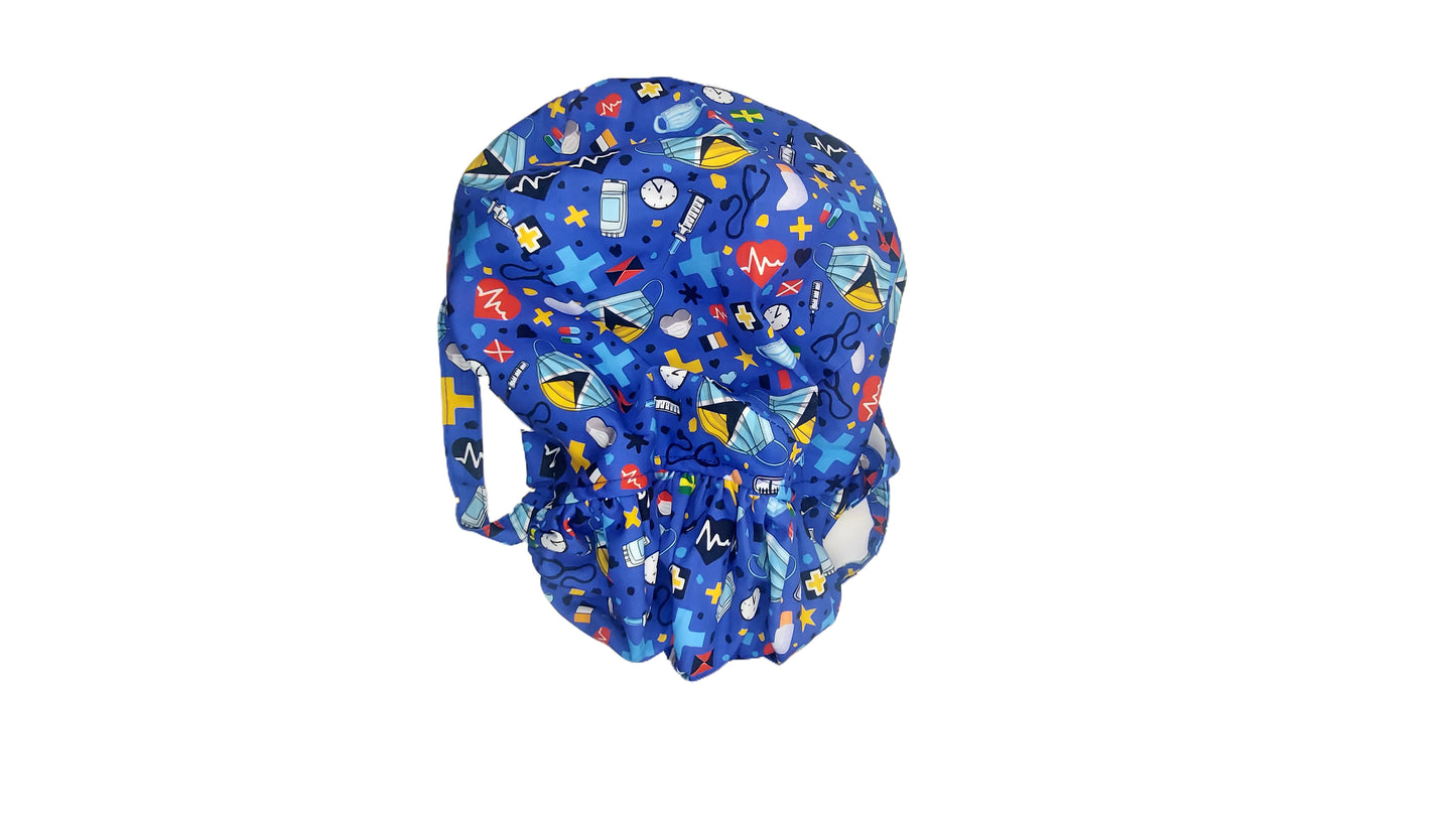 St. Lucian Flagged (Blue) Satin-Lined Nurse Cap