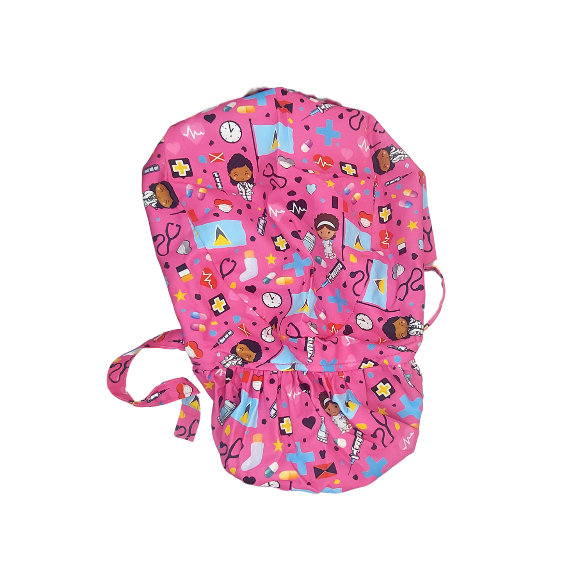 St. Lucian-Themed Satin-Lined Nurse Cap