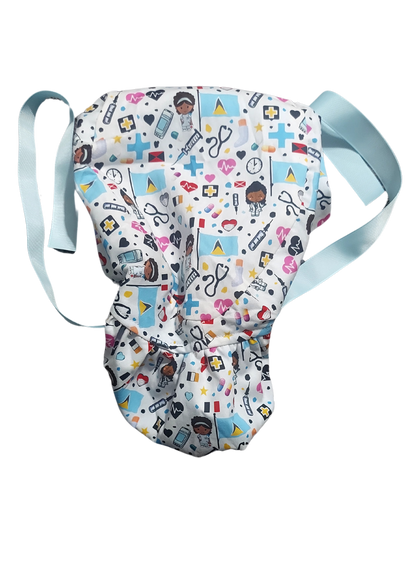 St. Lucian-Themed Satin-Lined Nurse Cap – Pink Heart Edition