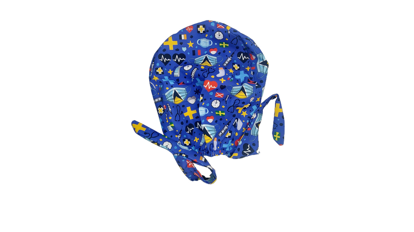 St. Lucian Flagged (Blue) Satin-Lined Nurse Cap
