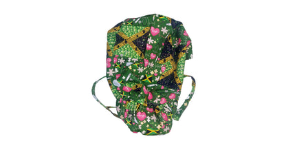 Jamaican-Themed Satin-Lined Nurse Cap