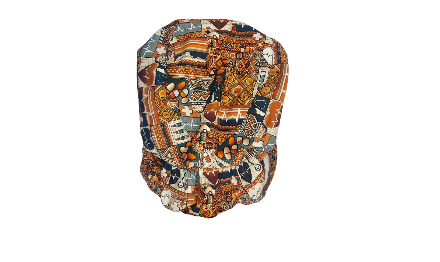 Tribal African-Inspired Satin-Lined Nurse Cap