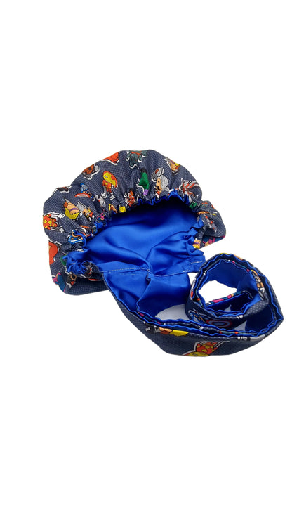 Boy Satin-Lined Hair Bonnet – Superhero Print