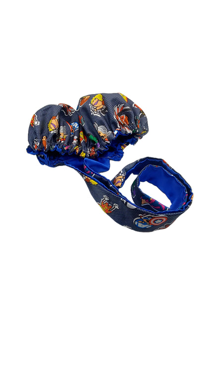 Boy Satin-Lined Hair Bonnet – Superhero Print